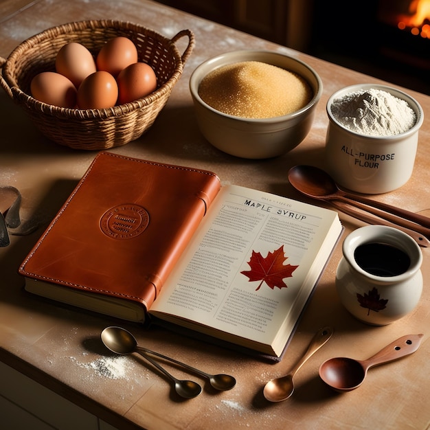 Książka kucharska i filiżanka herbaty